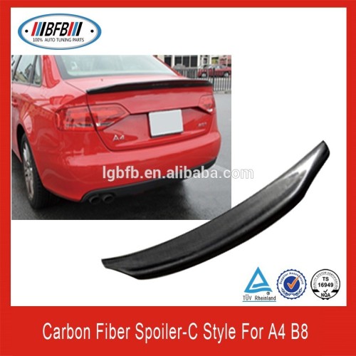 C Style A4 B8 Carbon Fiber Trunk Spoilers For Audi A4 B8