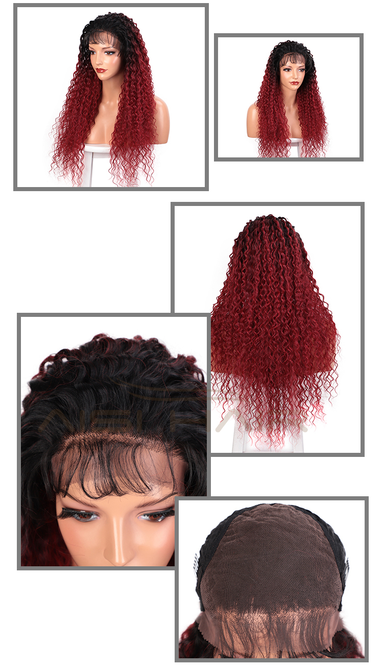 Aisi Hair 13x6 Long Wavy Ombre Red Dark Root Wig Kinky Curly Wave Lace Frontal Wig Cosplay Front Lace Hair Wigs For Black Women