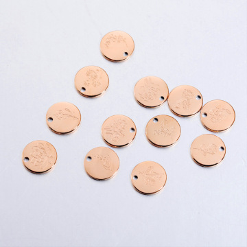 Popular 12 Month Birthday Flower Charm Pendants in Design Mirror Stainless Steel Round for Necklace and Bracelet Gifts