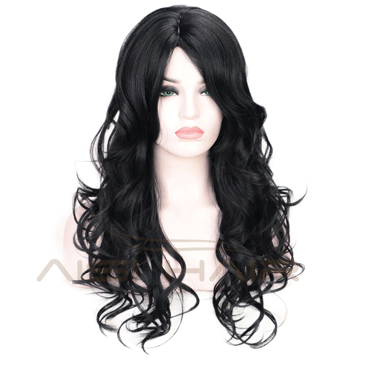 Black Body Wave Fiber Hair Wig Fashion Synthetic Wig Heat Resistant Long Wavy For Party Cosplay Women Wigs