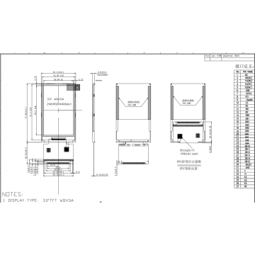 3.0インチ240 * 400RGBインターフェースディスプレイ
