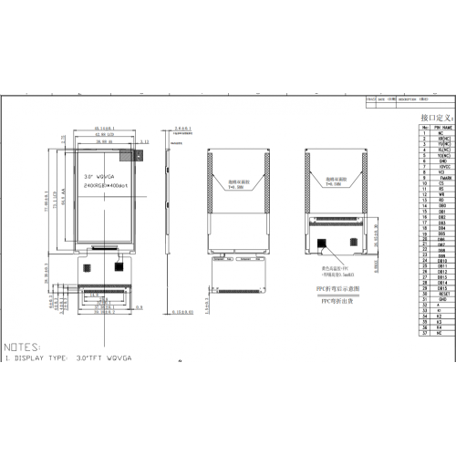 Écran d&#39;interface RVB de 3,0 pouces 240 * 400