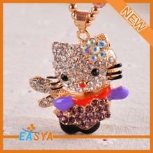 Lover Colorful Cat Shape Alloy And Rhinestone Pendant Necklaces