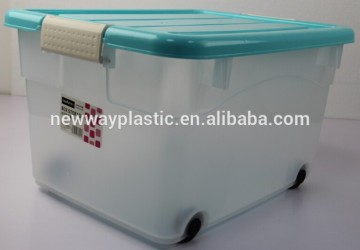 Medium size 55L cheap plastic storage box with wheel