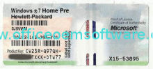 Hewlett - Packard 7 Student Home Pre Windows Oem Product Key Sticker / Code Labels