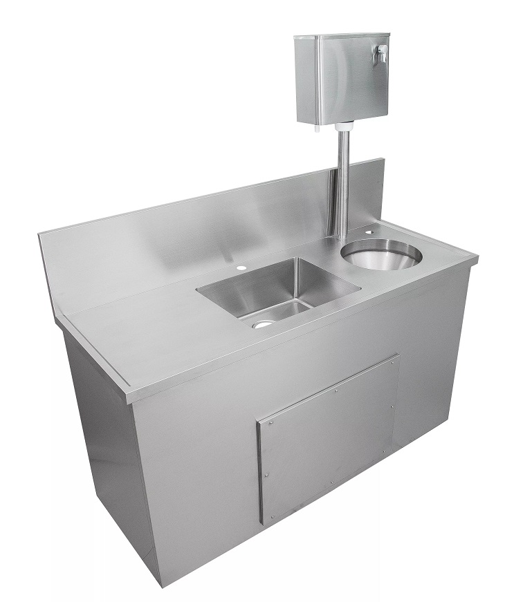 medical sluice sink with slop hopper