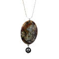 Natural Gemstone Agate Necklace with Silver Chain