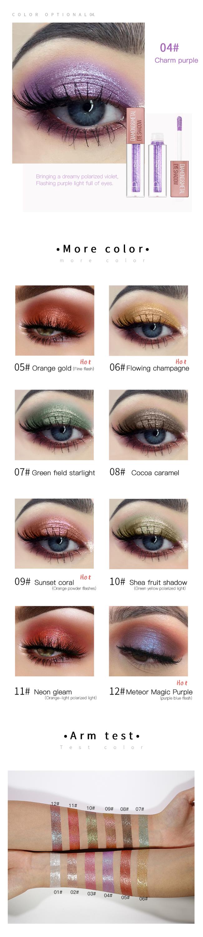 Diamond Smooth Liquid Eyeshadow Makeup For Private label Shining Liquid Glitter Eye Shadow Palette