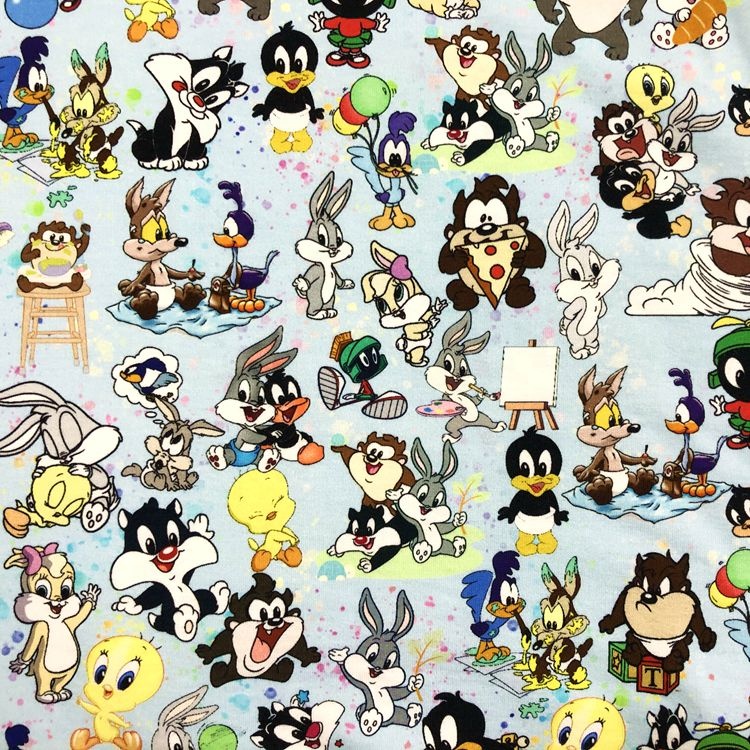 Custom Digital Print Fabric Children Cartoon Terry Fabrics