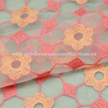2014 new embroidery polyester organdy fabric, 130cm width