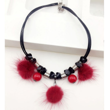 Crystal Bead Fur Balls 90s Neck Choker Everyday Necklace