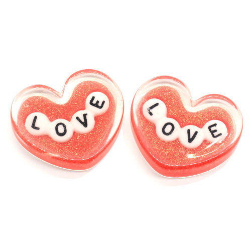 Resin Charms Hot Selling najnowsze produkty Heart LOVE Theme śliczne kolorowe koraliki żywiczne płaskie naklejki z tyłu do rękodzieła DIY