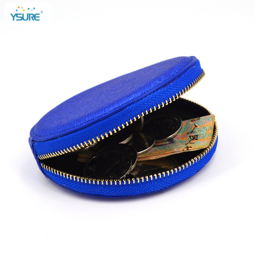 Classic Women Zipper Wallet Round Leather Coin Purse