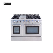 Stainless steel 48" 6 burners gas stove with double oven range