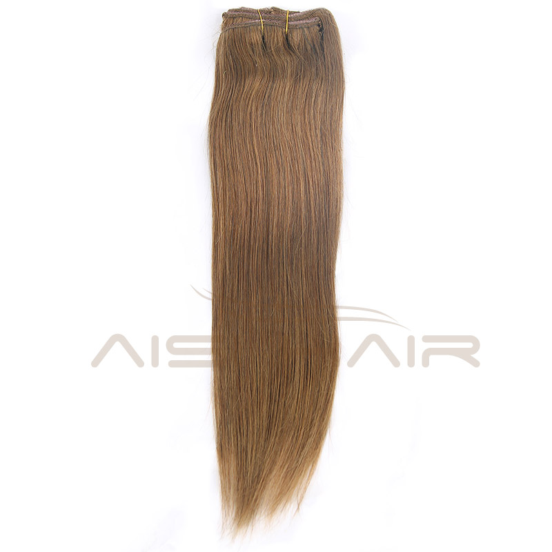 Peruvian Long Silky Straight Wave Hairpieces 16 Clip In Extension Brown Color  Hair