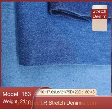 Jeanet 211g Slub Denim for Trousers Dress Elastic Denim Fabric Ringspun Stretch Denim
