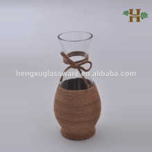Handmade clear Jade net bottle with hemp decoration