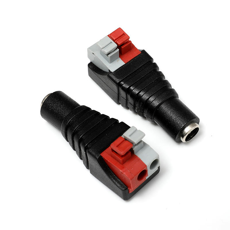 Konektor daya kamera tahan air 2.1 * 5.5mm, onnector kabel koaksial dengan blok terminal "press-fit" (PC109)