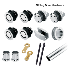 Buffered Frameless Bathroom Sliding Door Set Hardware