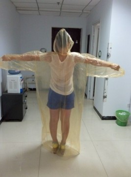 waterproof clear color PE raincoat suit