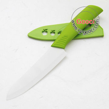 Ceramic 6" Chef's Knife - White knife sheath GREEN