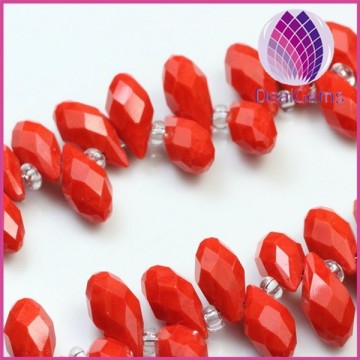 Wholeslae 6*12mm red facted glass teardrop beads