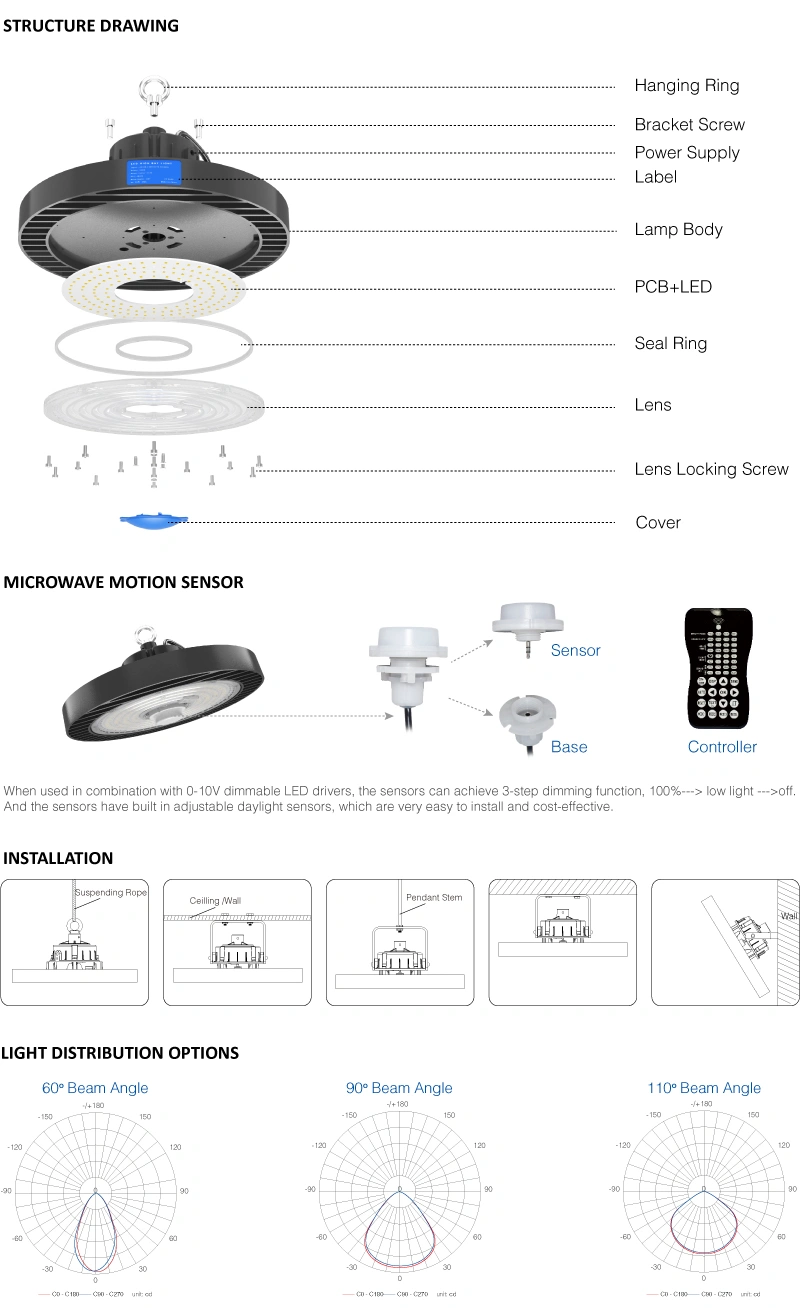 200W UFO Industrial High Bay Light Fixture