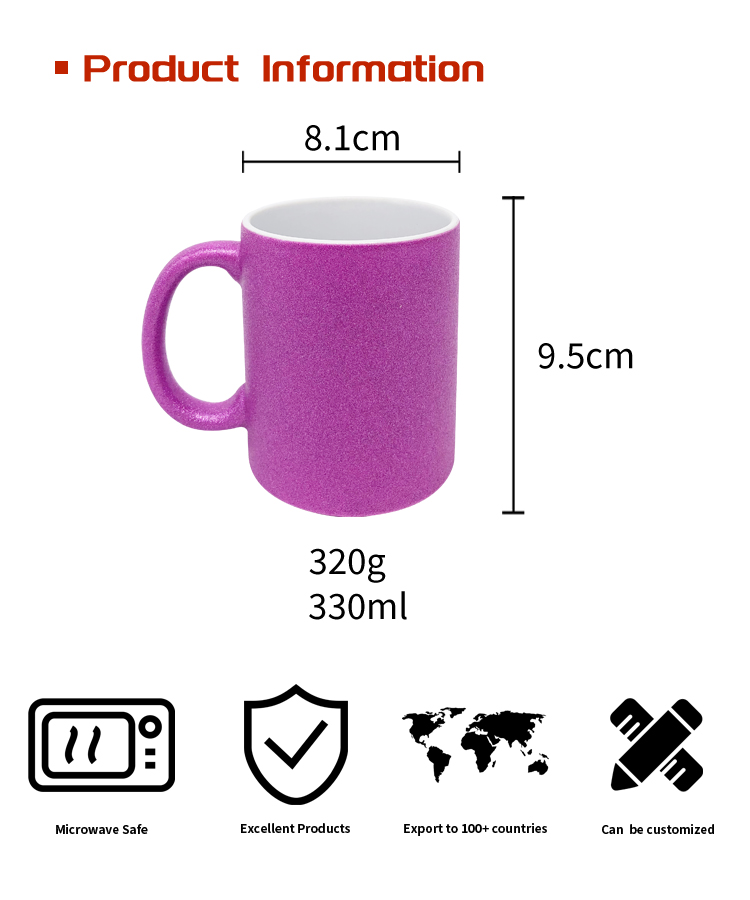 Creative good price 11oz custom tea coffee glitter sublimation ceramic mug