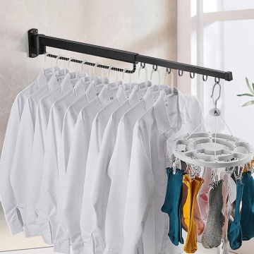Foldable Wall-Mounted Retractable Clothes Drying Rack