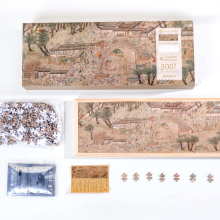 Joytop 2974 2989 DIY Ancient Folk Bazaar Ladies Water Mountain Puzzle Jigsaw with Wooden Frame - 300pcs