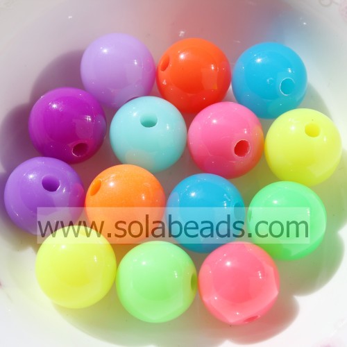 Warm 16mm Crystal Plastic Round Smooth Ball Pandora Beads