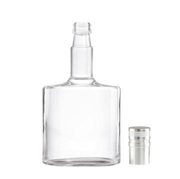 Premium Vodka Whisky Transparent Empty Flat Bottle