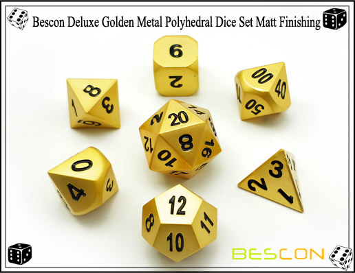 Bescon Deluxe Goldene Metall Polyedrische Würfel Set Matt Finishing-4 Bescon Deluxe Golden Metal Polyhedral Dice Set Matt Finishing-4