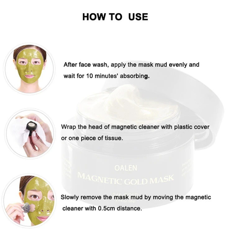 Private Label Deep Cleansing 24K Gold Magnetic Mud Face Mask