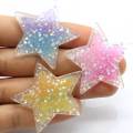 41mm Glitter Star Resin Flat Back Cabochon For Keychain κρεμαστό αξεσουάρ DIY Craft