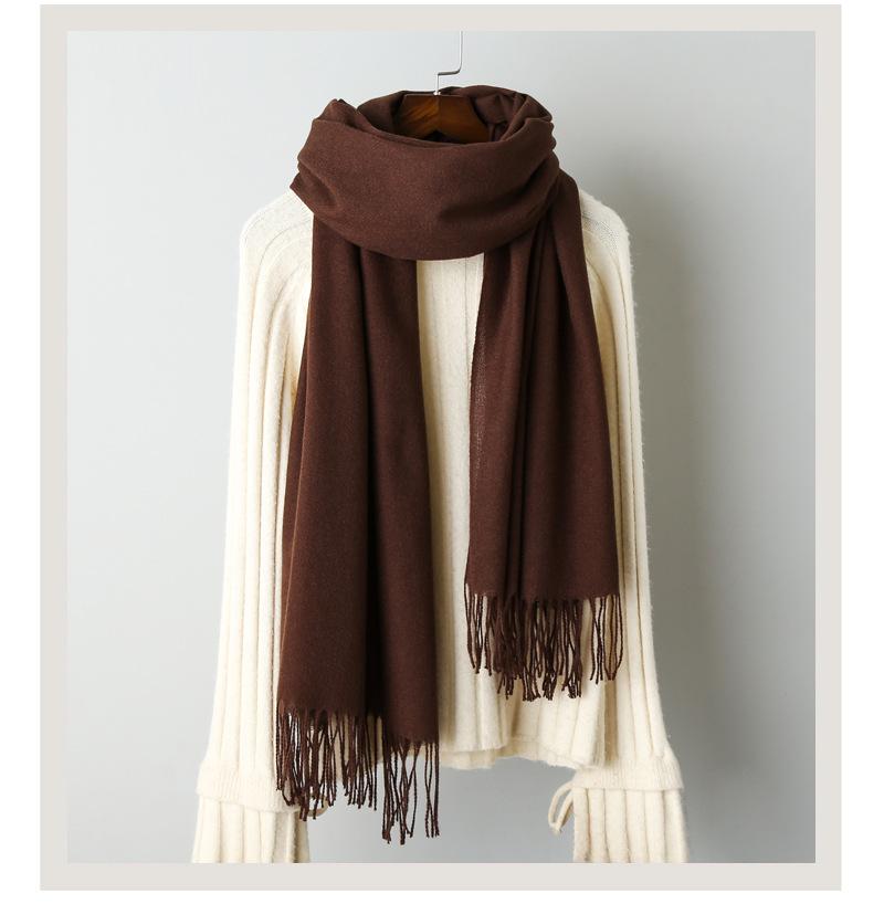 Cashmere solid color scarf knitted tassel shawl (4)