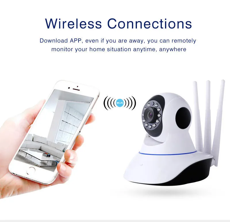 HD 1080P WiFi IP Camera Three Antenna Home Wireless Smart Audio Two Way Voice