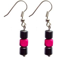 Hematite Earring With 925 Deeppink Silver Hook