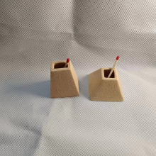 Ceramic Pyramid Match Holder with Striker Container