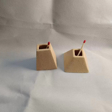 Ceramic Pyramid Match Holder with Striker Container