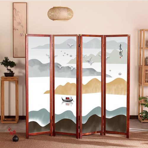 Room Divider with Asian Calligraphy Artwork Design