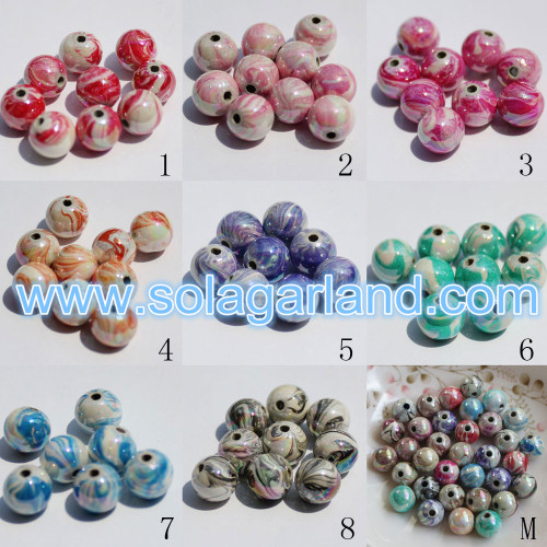 8-20MM en plastique acrylique rond AB Swirl Gumball perles breloques