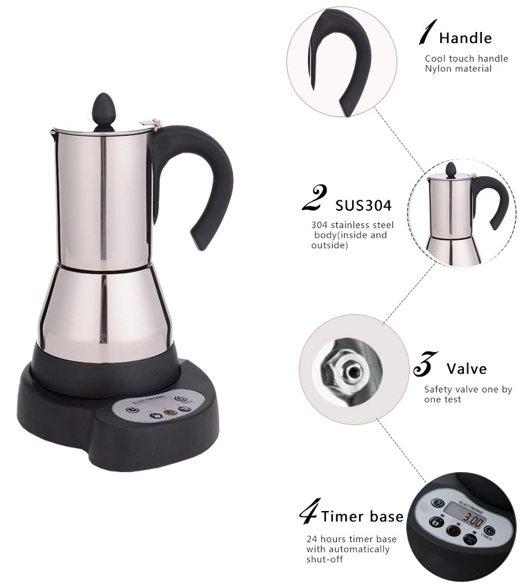 Electric Espresso Machine Espresso Maker 220V/110V 480W Ανοξείδωτος Χάλυβα