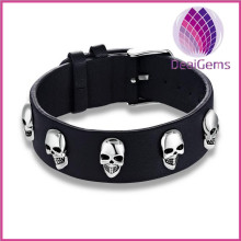 The spring of 2016 fashion titanium steel The skeleton skull wide leather friend gram bracelets bracelets