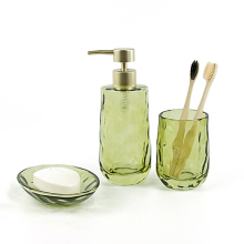 Green corrugated bath set glass bottle