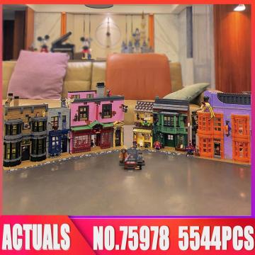 Movie Series 16012 5544PCS Classic Magic Diagonal Alley Model 75978 Kits Building Blocks Bricks Educational Toys Children Gifts