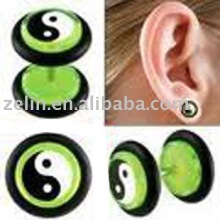 Ffashion fake ear plug body jewelry with cool logo tongue plug body jewelry