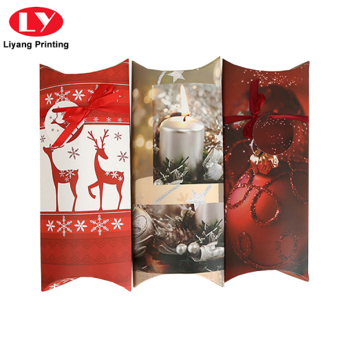 Custom Printing Christmas Red Paper Pillow Box Packaging