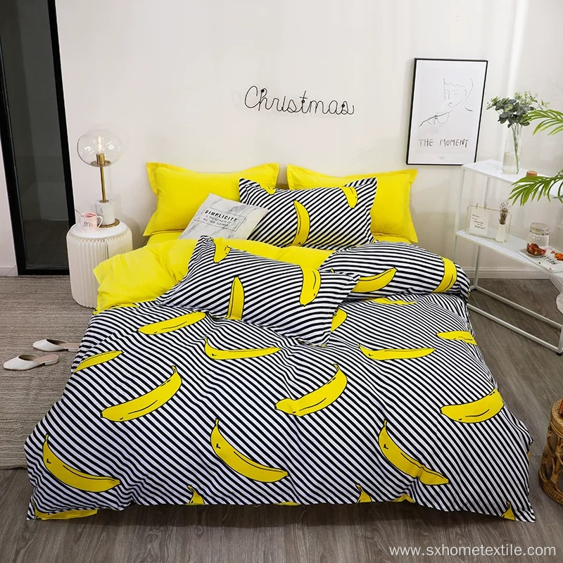 Printed Polyester Duvet Cover Bedsheet Bedding Set