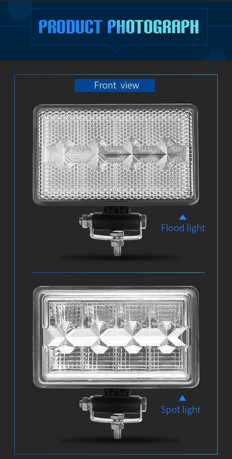 kwadratowa wiązka punktowa 6 "40 w, 180 rotacja, wytrzymała lampa led do pracy w rolnictwie, lekka konstrukcja,